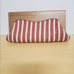 Nine West contemporary clutch with wooden handle.
